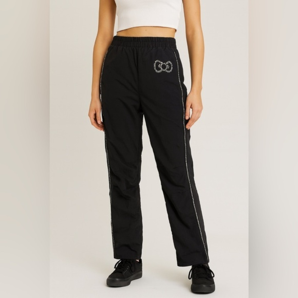 Forever 21 Black Rhinestone Track Pants Size 13/14